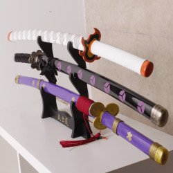 Présentoir de table en bois pour 3 katanas à monter