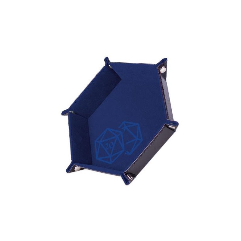 Piste de dés - D20 Bleu foncé - 19 x 19 cm - Cuir et velours