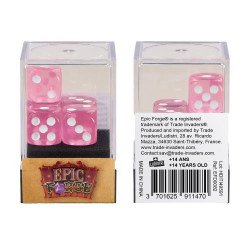 Lot de 5 Dés 6 faces- Rose Transparent