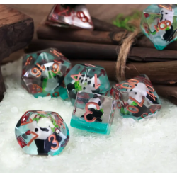 Lot de 7 dés résine gamme Insert - en boite - Panda