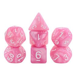 Lot de 7 Dés multiformat en boîte – Rose nacré