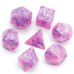 Lot de 7 dés rose résine gamme Insert - en boite - Papillon