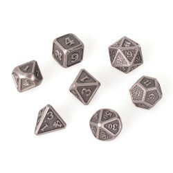 Lot 7 dés métal 14mm (boite métal) - Solid Silver
